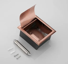 Saniclear Copper inbouw toiletrol houder met klep geborsteld koper