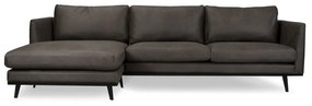 Loungebank Odissi chaise longue links | leer Kentucky antraciet 01 | 1,60 x 2,58 mtr breed