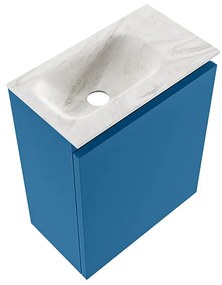 Mondiaz Ture DLux toiletmeubel 40cm jeans met wastafel ostra links met kraangat