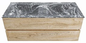 Mondiaz Vica DLux badmeubel 120cm washed oak 2 lades met wastafel lava dubbel zonder kraangat