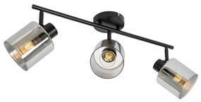 Plafondspot zwart met smoke glas 3-lichts verstelbaar - Laura