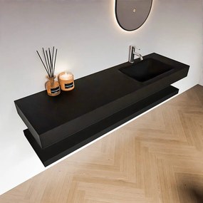 Zaro Alan badmeubel 160cm met planchet urban en vrijhangende wastafel cloud rechts 1 kraangat urban