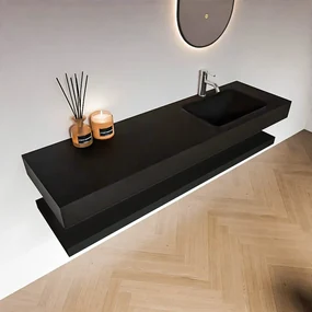 Zaro Alan badmeubel 160cm met planchet urban en vrijhangende wastafel cloud rechts 1 kraangat urban
