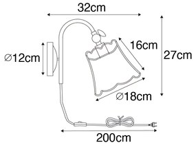 Stoffen Klassieke wandlamp zwart met lampenkap goud - Nona Klassiek / Antiek E14 rond Binnenverlichting Lamp