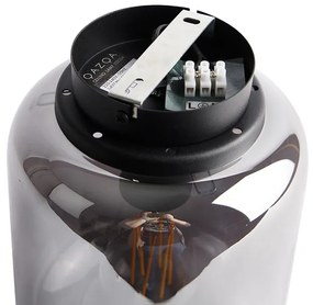 Design plafondlamp zwart met smoke glas - Bliss