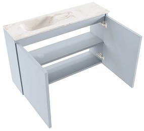 Mondiaz Ture DLux toiletmeubel 80cm clay met wastafel frappe links met kraangat