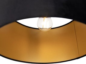 Hanglamp zwart met stekker en zwarte kap met gouden binnenkant 35cm - Cavalux