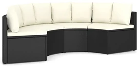 vidaXL 4-delige Loungeset met kussens poly rattan zwart
