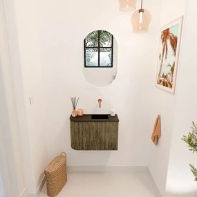 Mondiaz Joya 60cm toiletmeubel ronding links dusk met wastafel faye rechts zonder kraangat urban