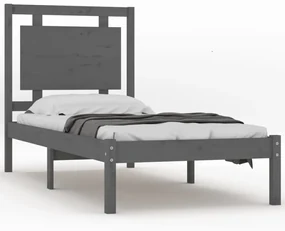 vidaXL Bedframe massief hout grijs 90x200 cm