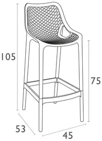 Siesta  Barkruk Buiten - 75 cm - Air - Wit - Siesta