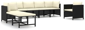 vidaXL 8-delige Loungeset met kussens poly rattan zwart