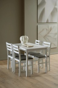 TORINO eetset + 4 stoelen Wit/Lichtgrijs (Sawana 21 stof) - HOUTEN SET VOOR KEUKEN/EETKAMER