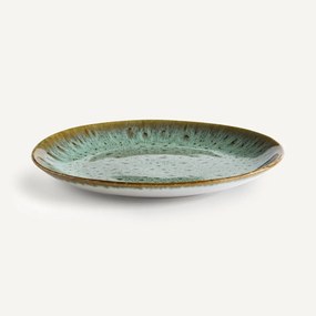 Set van 4 geëmailleerde platte borden van aardewerk, Fara
