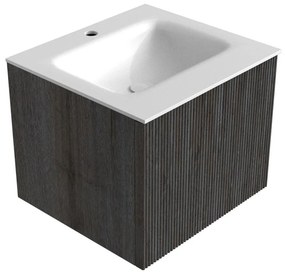 Mondiaz Kurve 50cm badmeubel shadow met 1 lade en wastafel grunne midden 1 kraangat