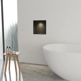 Mueller Black inbouwnis met LED verlichting 30x30cm zwart mat