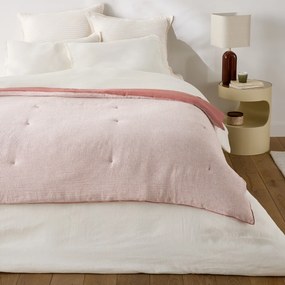 Gewatteerd effen/gestreept dekbed van katoen/linnenmix, BOISSEAU