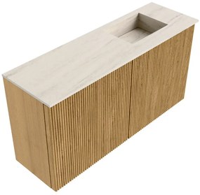 Mondiaz Joya DLux 80cm toiletmeubel oak met wastafel faye rechts zonder kraangat meli