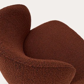 Kave Home Ulit Fauteuil Terracotta Boucle Met Houten Pootjes