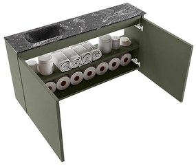 Mondiaz Ture DLux toiletmeubel 100cm army met wastafel lava links zonder kraangat