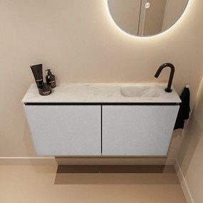 Mondiaz Ture DLux toiletmeubel 100cm plata met wastafel opalo rechts met kraangat