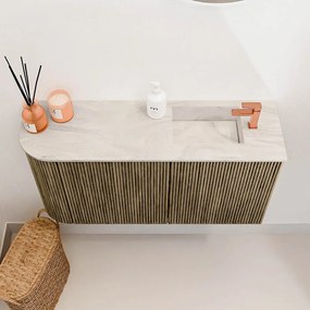 Mondiaz Joya DLux 80cm toiletmeubel ronding links dusk met wastafel faye rechts 1 kraangat ostra