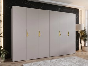 Kledingkast Hartford 622, Gouden, Kasjmier, 202x300x52cm, 210.5 kg, Kledingkast deuren: Met scharnieren