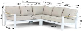 Hoek loungeset 5 personen Aluminium/Polywood (teakfinish) Wit  Lifestyle Garden Furniture Bilbao
