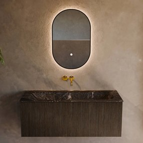 Mondiaz Kurve-dlux 110cm badmeubel shadow met 1 lade en wastafel big medium midden zonder kraangat lava