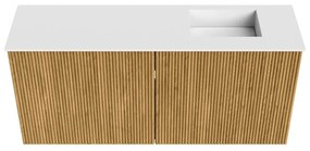 Mondiaz Joya 90cm toiletmeubel oak met wastafel faye rechts zonder kraangat talc