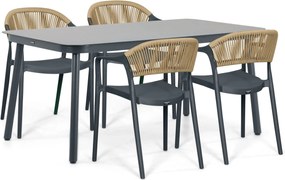 Tuinset 4 personen 160 cm Kunststof Grijs Domani Furniture Toscano/Tavano