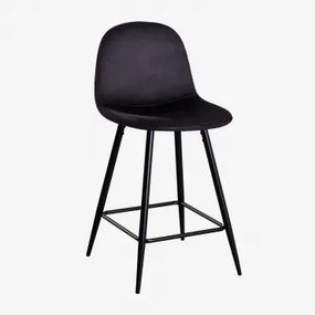 Set Van 4 Hoge Krukken In Glamm-fluweel Zwart & Zwart & ↑65 Cm - Sklum