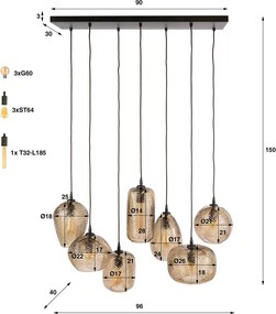 Stijlvolle Hanglamp Met Smoke-bruin Glas