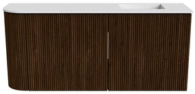 Mondiaz Joya 90cm toiletmeubel ronding links walnut met wastafel faye rechts 1 kraangat talc