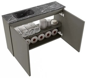 Mondiaz Ture DLux toiletmeubel 80cm smoke met wastafel lava links met kraangat