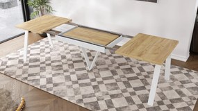 AVERY eik Craft Goud/ onderkant wit - LOFT/INDUSTRIËLE TAFEL VOOR WOONKAMER / EETKAMER UITKLAPBAAR TOT 330 cm!