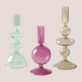 Set Van 3 Kandelaars Van Glas Nalyna Meerkleurig Classic - Sklum