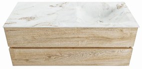 Mondiaz Vica DLux badmeubel 120cm washed oak 2 lades met wastafel frappe rechts zonder kraangat