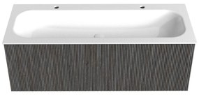 Mondiaz Kurve 120cm badmeubel shadow met 1 lade en wastafel big large midden 2 kraangaten