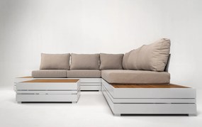 DATHO OUTDOOR Hoek Loungeset - Formentera - Aluminium - Teak - Frost White - Datho Outdoor