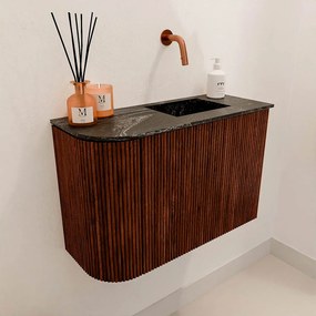 Mondiaz Joya DLux 60cm toiletmeubel ronding links ruby met wastafel faye rechts zonder kraangat lava