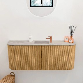 Mondiaz Joya DLux 105cm toiletmeubel ronding links/rechts oak met wastafel faye midden 1 kraangat glace