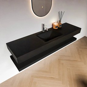 Zaro Alan badmeubel 160cm met planchet urban en vrijhangende wastafel cloud midden 1 kraangat urban