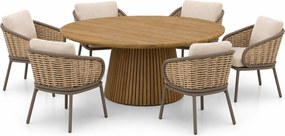 Tuinset Ronde Tuintafel 6 personen 180 cm Aluminium Taupe  Apple Bee Pine