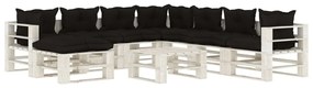vidaXL 9-delige Loungeset met zwarte kussens pallet hout