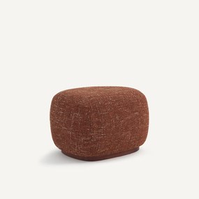 Voetsteun, stoffen poef en onderstel van massief notenhout, JERRY