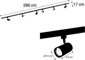 Smart railsysteem met 6 spots wit 1-fase 300cm incl. Wifi GU10 - Iconic Jeana