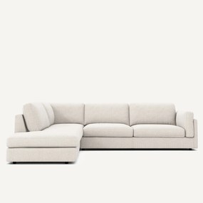 Hoekslaapbank met longchair, in gespikkeld canvas, CÉSAR