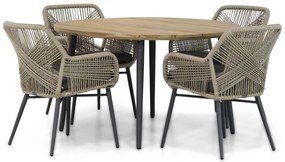 Tuinset Ronde Tuintafel 130 cm Wicker Taupe 4 personen Lifestyle Garden Furniture Advance/Montana