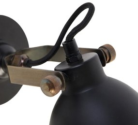 Industriële wandlamp zwart met goud verstelbaar - Liko